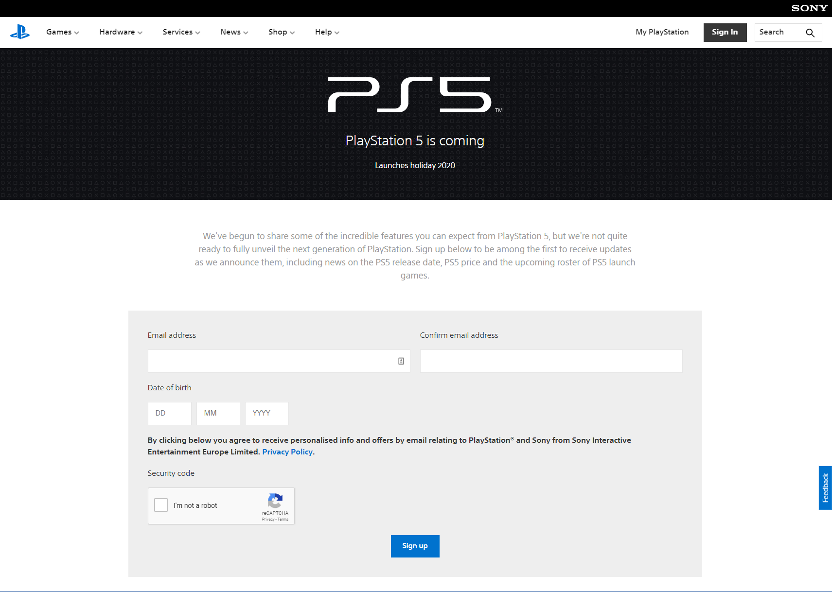 PS5 Homepage