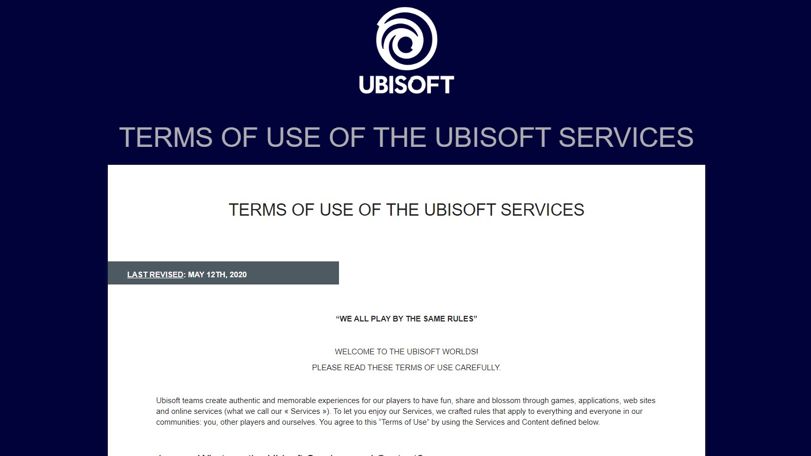 Ubisoft Terms Of Services