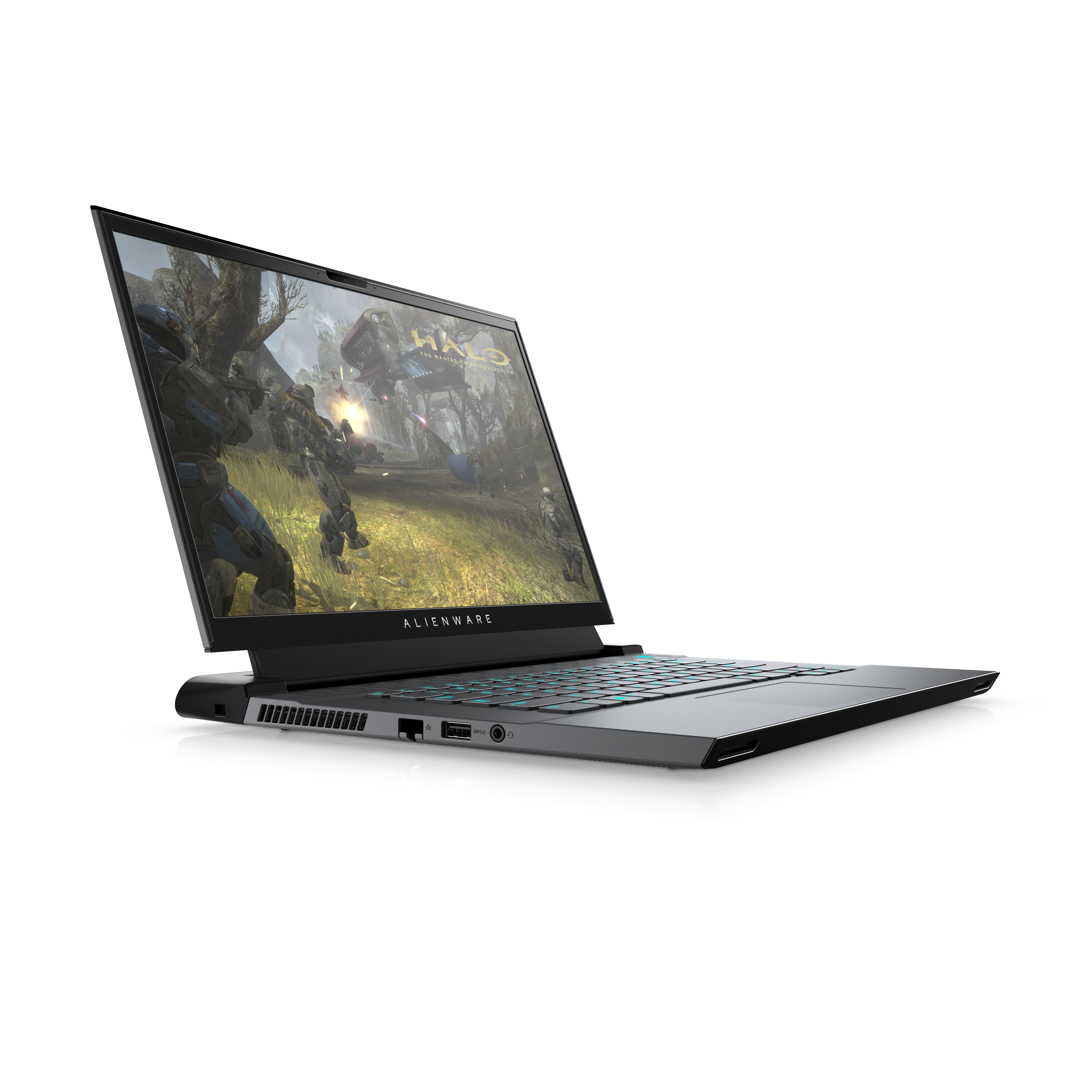 Alienware m15 R3 in Dark Side of the Moon and Halo v1 Left Side
