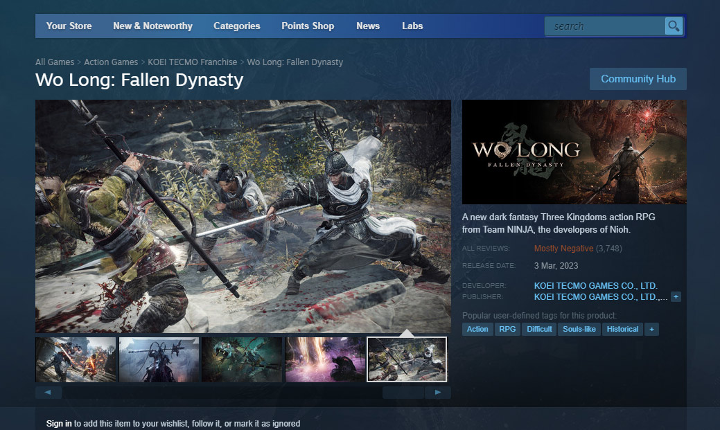 Why Wo Long: Fallen Dynasty has Mostly Negative reviews on Steam